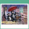 Kits Cross Stitch Embroidery Diamond Diy Diamond Painting Three Cat Round Diamond Mosaic Pasted