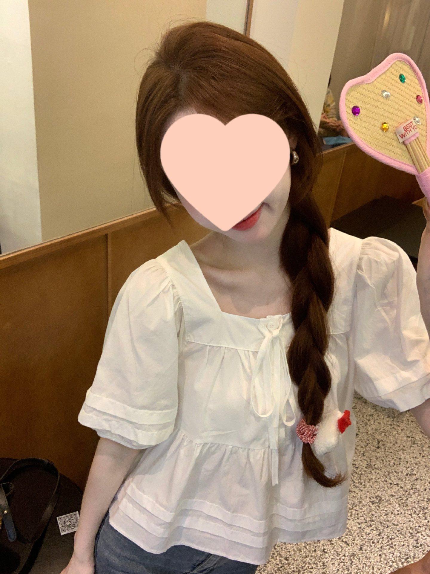 

French Blue Puff Sleeve Babydoll Top - Women s Summer Chic Square Neck Blouse XL