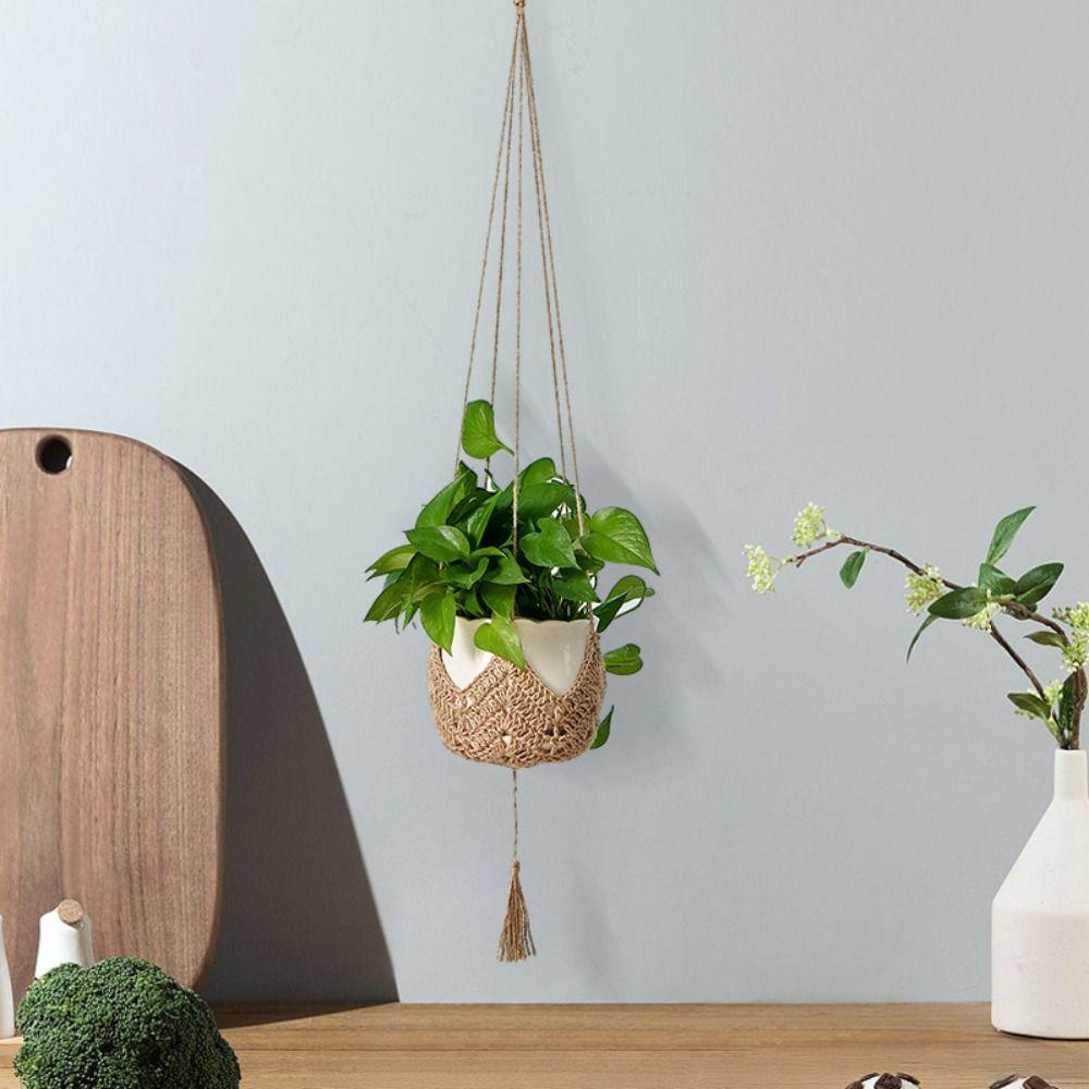 Durable Hat Shaped Macrame Flower Pot Hanging Basket Sturdy Hemp Rope Hanging Planter Hand Woven Plant Hanger Birthday