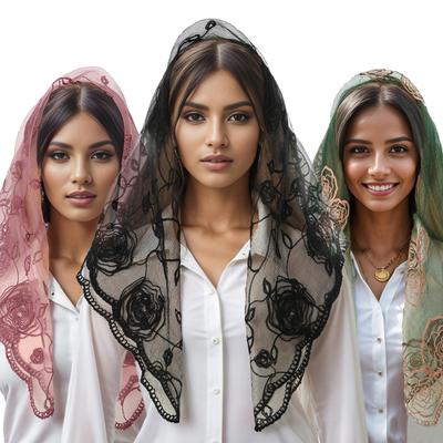1 Adet Düğün Başörtüsü Çok Yönlü Eşarp Moda Başörtüsü Fotoğrafçılık Aksesuarları Pamuk Desenli Dantel
