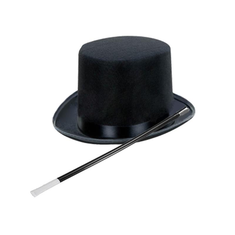 Erwachsenen Magier Rollenspiel Kostüm Requisiten Faschingsparty Zylinder Zauberstab Handschuhe