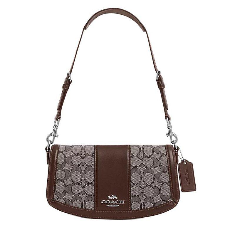 Coach Andrea Cow Leather With Fabric Handbag, Shoulder Bag Medium Women's Oak & Maple Brown CT767-SVS8S