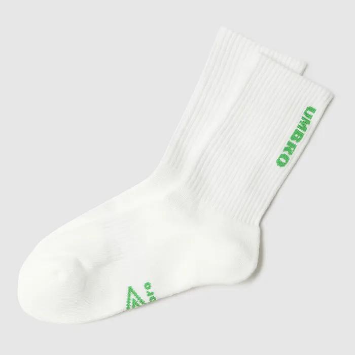 Vertical Wording Cushioning Crew Socks Ivory UR323CSC91