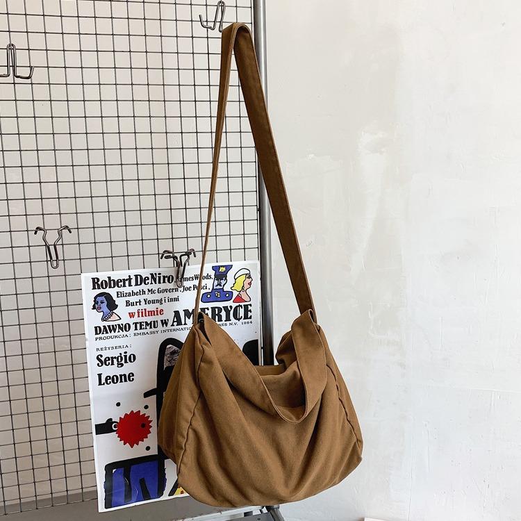 2025 versatile student large-capacity shoulder oblique span backpack washed and old canvas bag