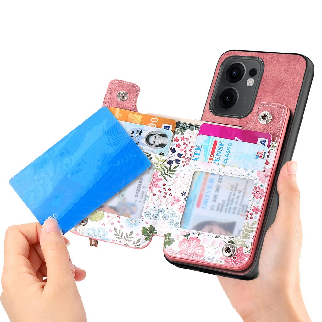 For Oppo Reno13 F 5G (Reno 13 FS 5G)/4G Leather Phone Cover with RFID Blocking Zipper Card Bag Kickstand
