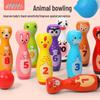 Animal-Themed Wooden Bowling Set for Parent-Child Interaction and Early Learning