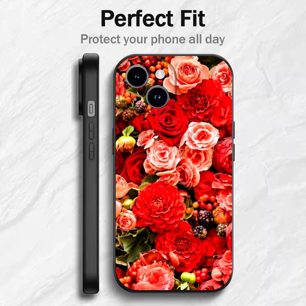 2016 Luxury Flower B Phone Case For 17 16 15 14 13 12 11 Mini XS XR X 6S 6 Pro Max Plus Black Soft Cover