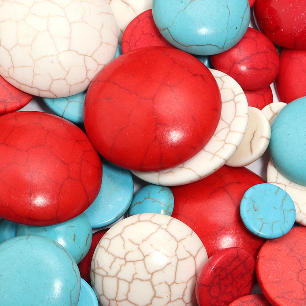 10pcs 2-30mm Natural Stone Turquoises Cabochon Beads Flat Back Round Cabochons Cameo For Jewelry Making DIY Ring Accessories