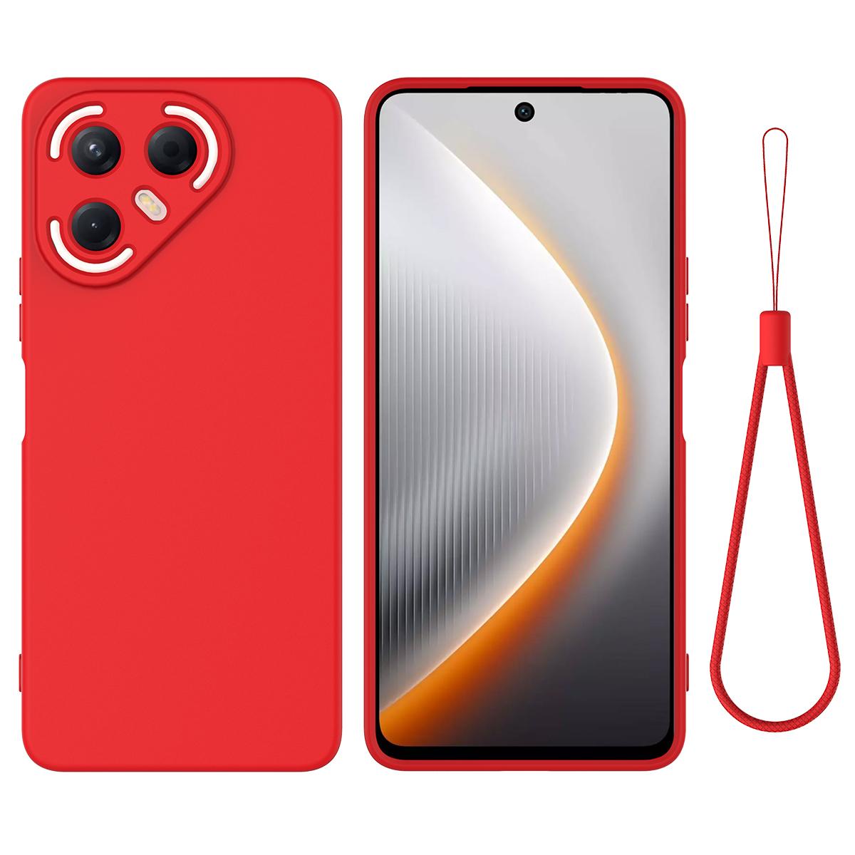 

Для TECNO Pova 7 5G Жидкий силиконовый чехол Задняя крышка телефона с ремешком для руки B