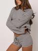 Trendy Sporty Striped Two-Piece Set: Loose Long Sleeve Top & Drawstring Shorts