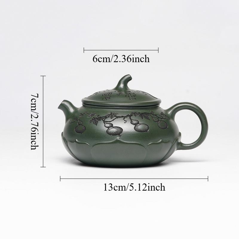 

250ml Green Gourd Purple Clay Teapot Chinese Small Capacity Teapot Household Tea Pot 7-hole Filter Teapotlter Teapot Teaware