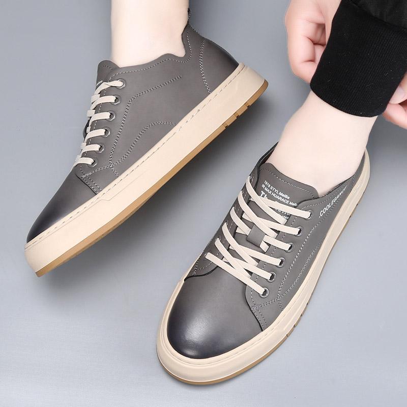 2024 New Designer Men Shoes Casual High Quality Leather Thick Soled Board Shoes Classic Lace-up Walking Running Sports for Men