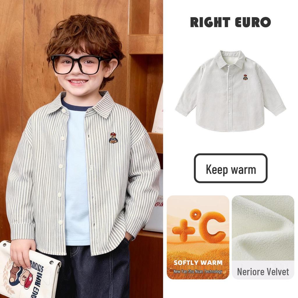 Trendy European Boys' Long Sleeve Casual Shirt - Spring/Autumn Kids' Clothing