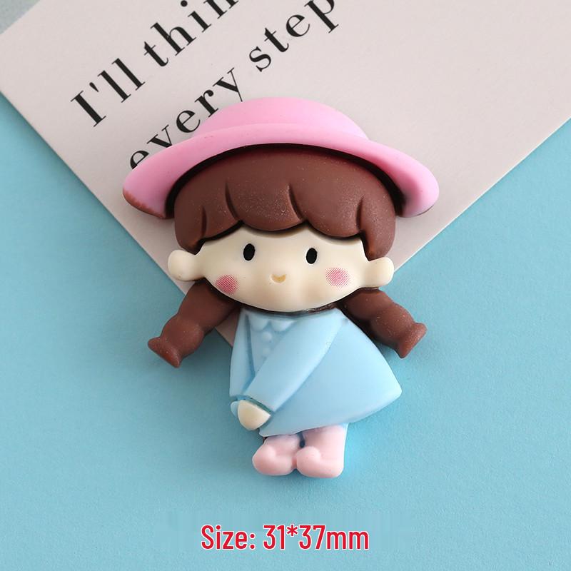 Large Cartoon Girl Resin Accessories for DIY: Phone Case, Hair Clip, Cup, Car Decoration, Storage Box Materials.
