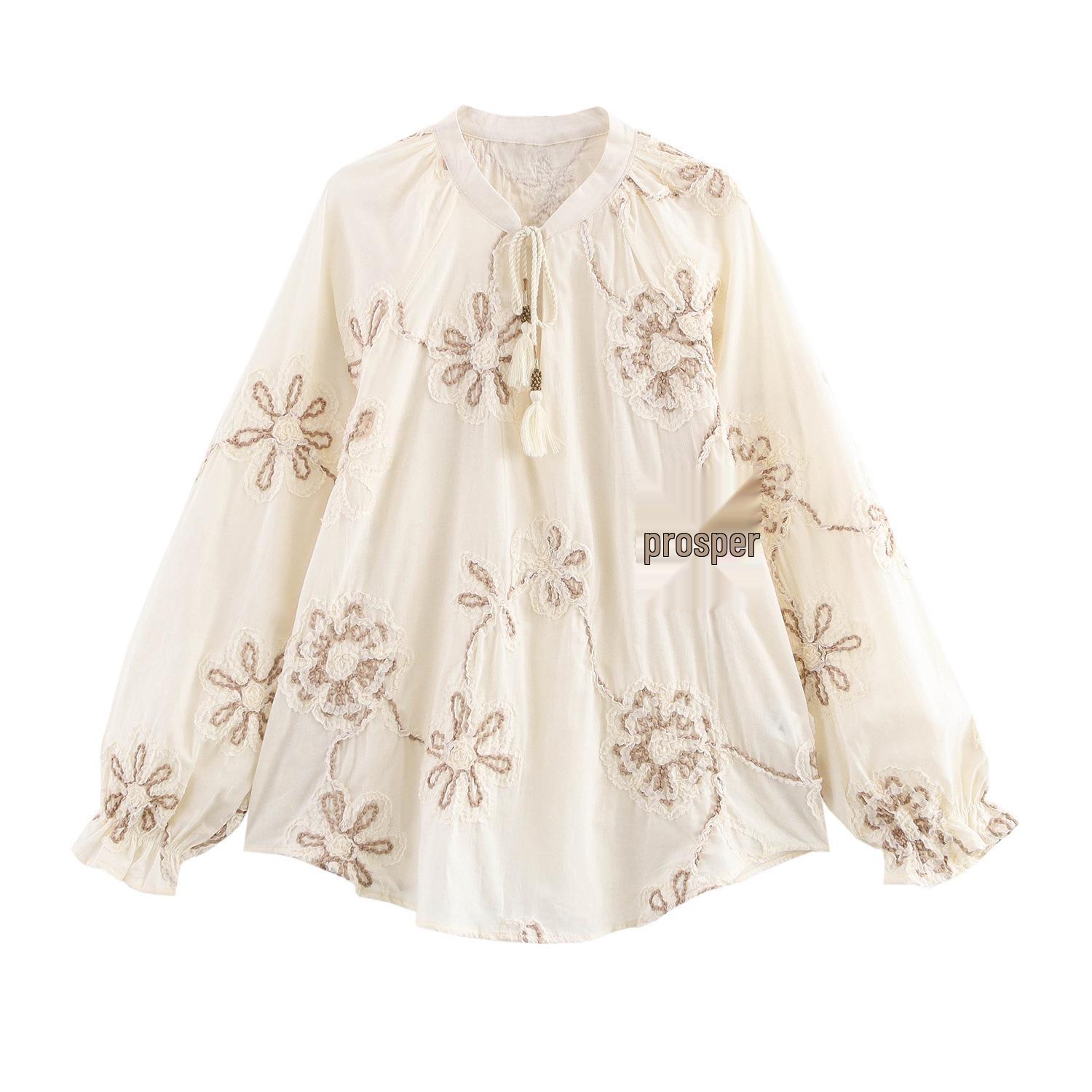 

Платье-рубашка с цветочной вышивкой в европейском и американском стиле Large