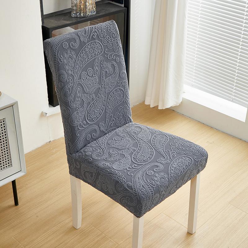 Solid Color Three-dimensional Jacquard Velvet Elastic Seat Cover Non-slip Dirty All-inclusive Chair Cover Living Room Dining Chair Cover