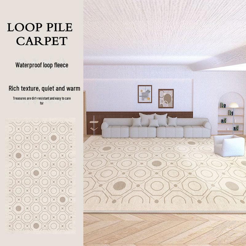 High-Grade Cream Loop Velvet Carpet: Non-Slip Living Room, Bedroom, Sofa, Coffee Table Mat