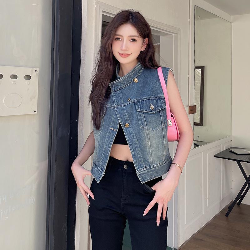 Women's Retro Korean Style Soft Denim Vest for Autumn/Winter