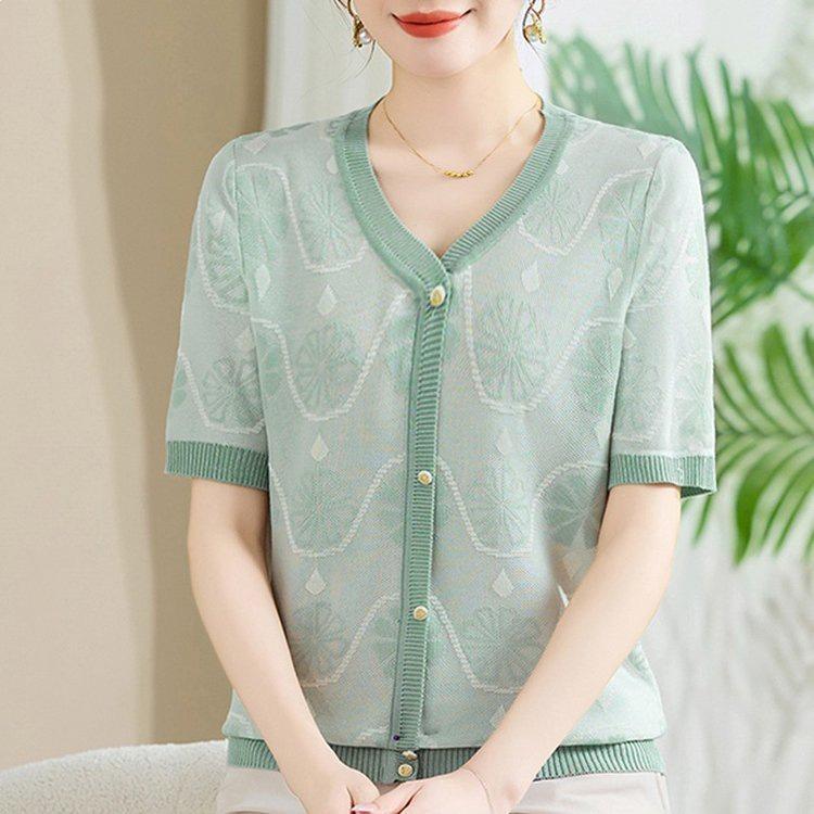 Mom's Elegant Summer Short-Sleeve Shirt - 2026 New Style for Middle-Aged and Elderly Women