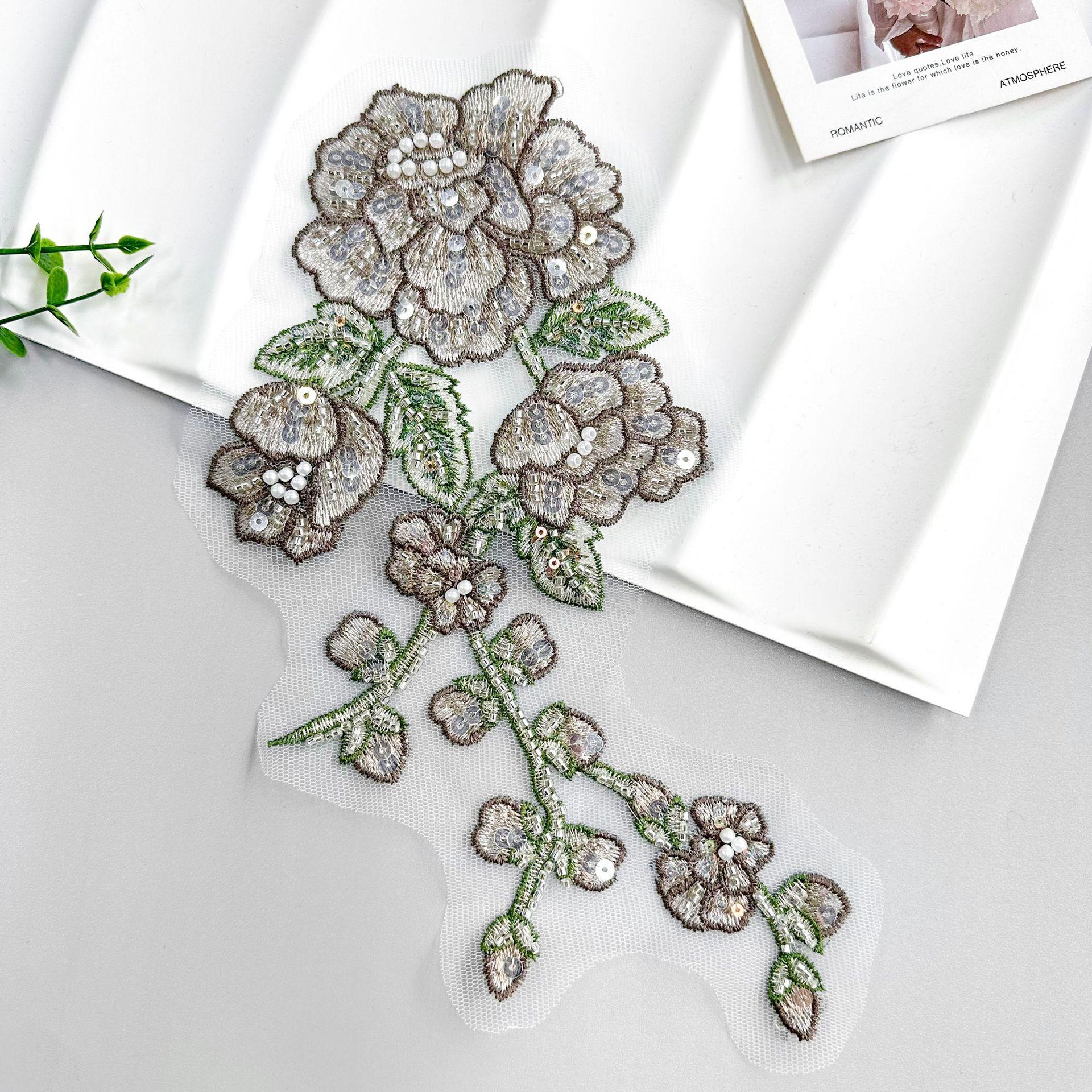 

Color Embroidery Beads Three-Dimensional Flower Applique Decorative Cheongsam Dress Top Accessories Cloth Stickers Accessories H2258 Type D