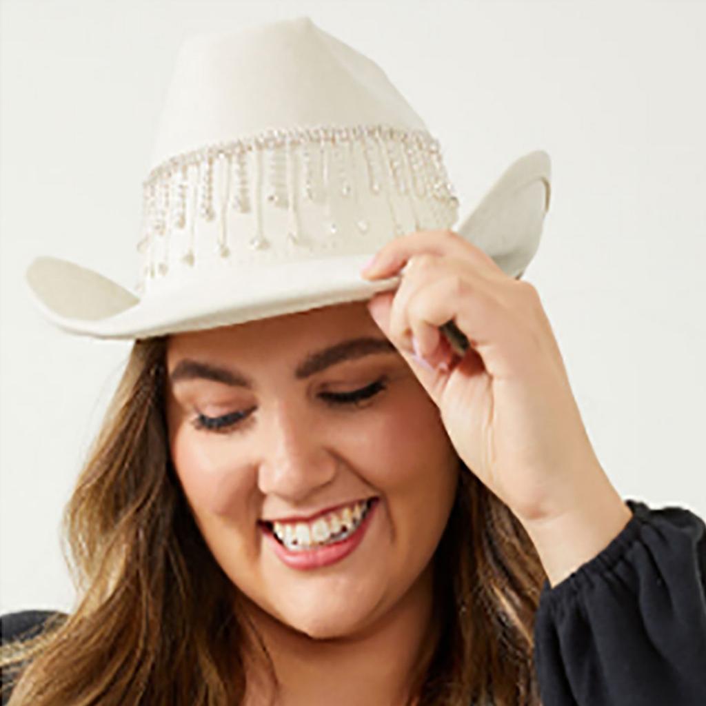 Bride Cowboy Hat Bachelorette Party Hat Bridal Party Hat Tassel Cowboy Hat Bridal Fedora Hat Tassel Cowgirl Hat