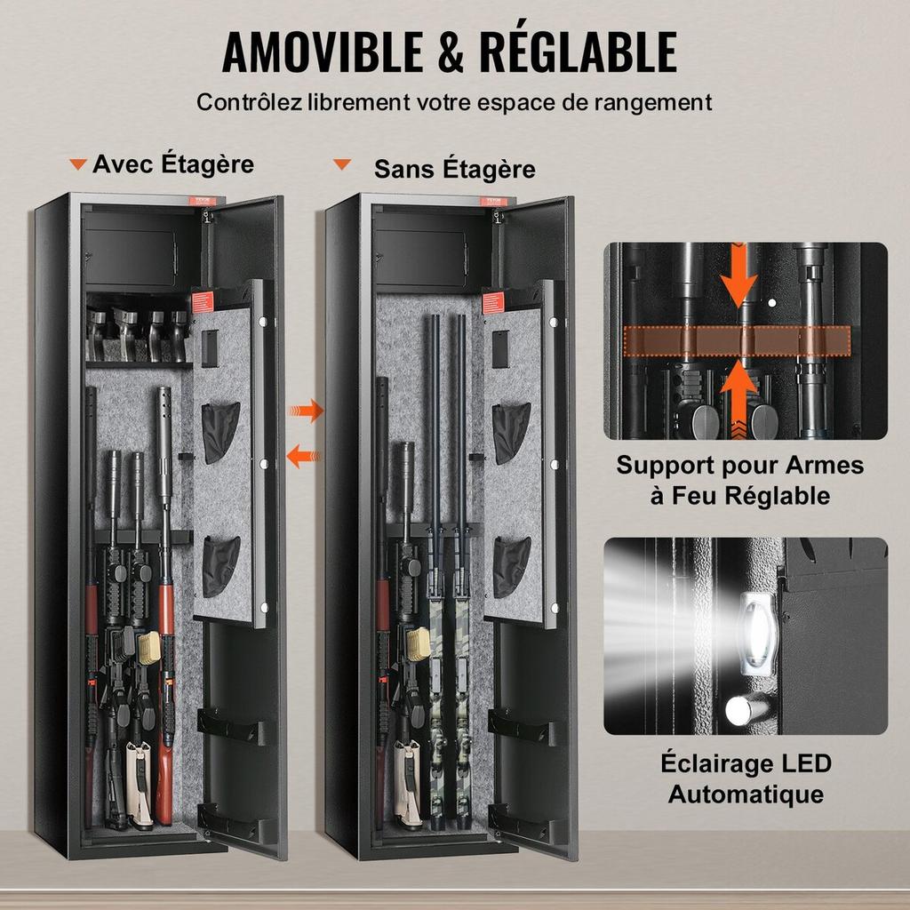 Gun Safe Rifle Safe with Digital Keypad & Lock 5 Rifles Storage Cabinet