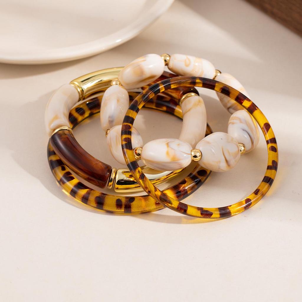 Vintage Baroque Women's Beaded Resin & Metal Bracelet Set
