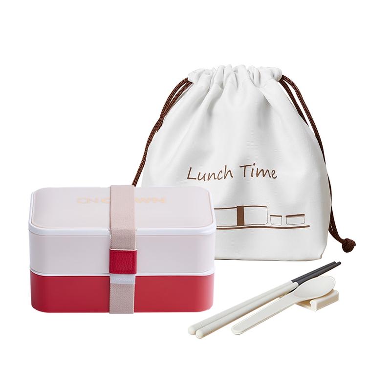 CNCrown Double-Layer Orange-Red Microwavable Lunch Box