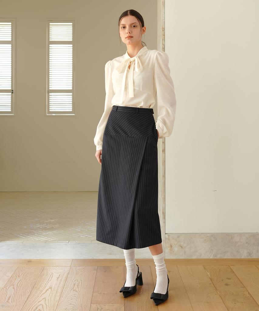 PAUL&ALICE Ribbon Tie Blouse / Ivory