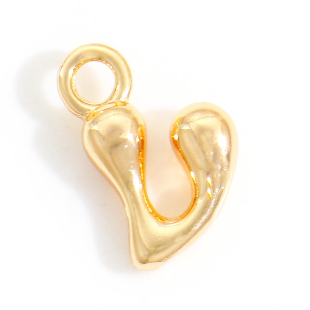 3 Piece Brass Charms 18K Real Gold Plated Capital Alphabet/ Letter Message " A-Z " Pendant Accessories DIY Personalized Jewelry
