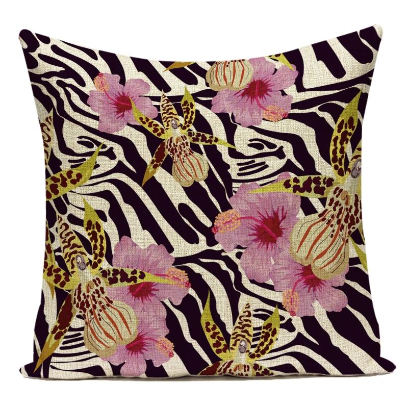Polyester Tropical Plant Monstera Palm Leaf Cushion Cover Pillow Cover For Home Chair Sofa Decorative Throw Pillowcase
