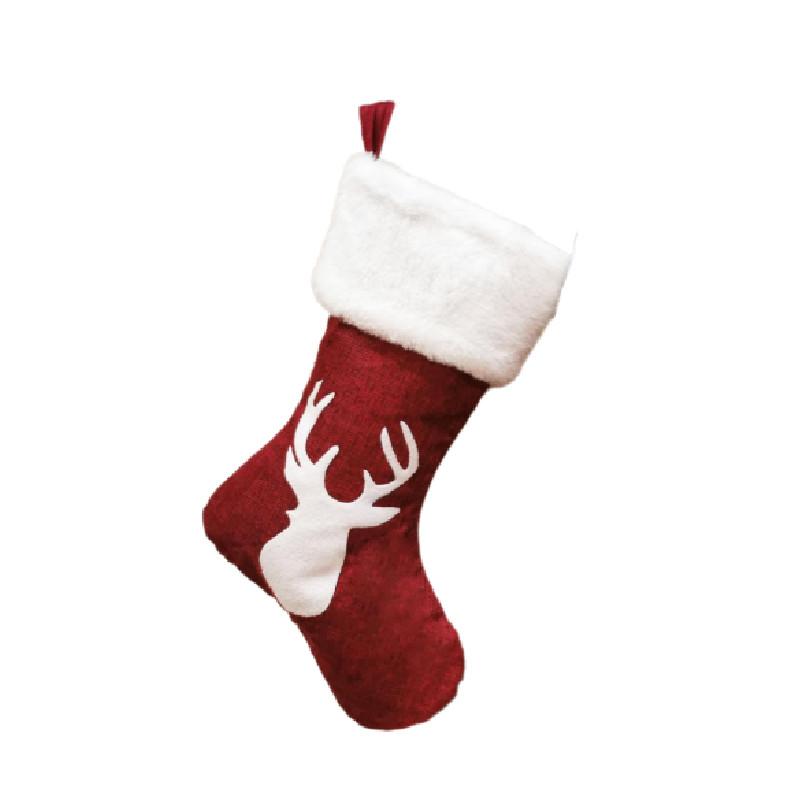 Charming 2024 Handmade Christmas Stockings Featuring Adorable Reindeer Embroidery Style A