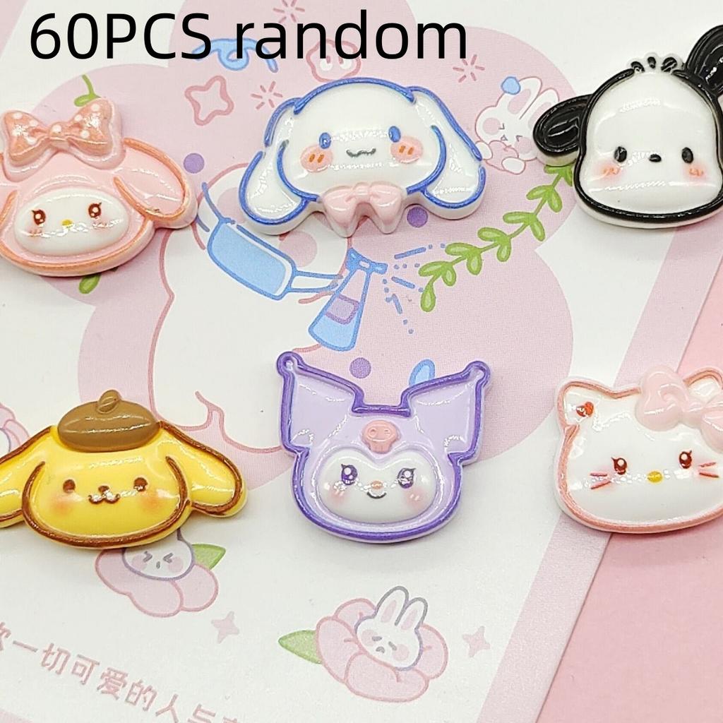 24/60PCS Cute Cartoon Bright Face DIY Handmade Material Resin Small Accessories Cream Gel Phone Case Hair Clip Accessories