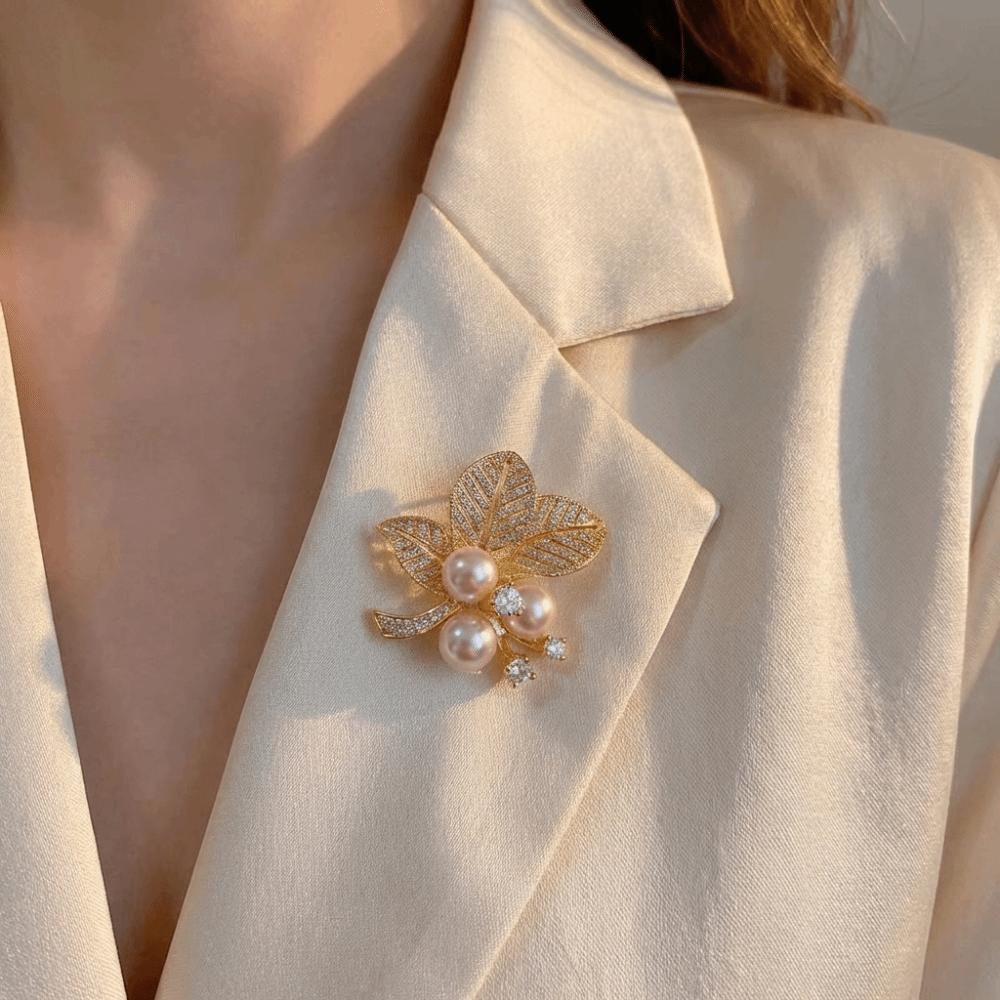 Luxury Pearl Brooch Zinc Zinc Alloy Wheat Ears Lapel Pins Exquisite Flower Breastpin Wedding Occasion