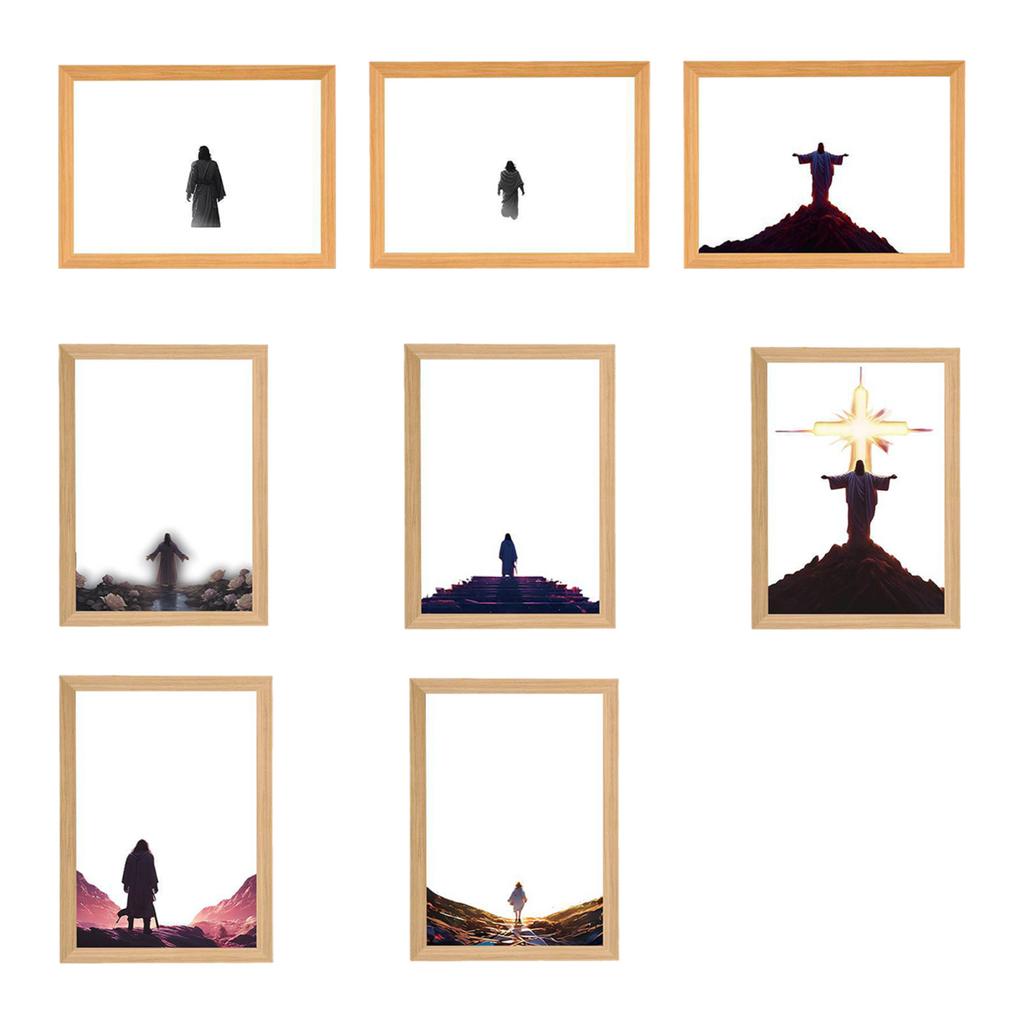 Yousheng LED Jesus Painting Night Light Dimmable Color Temperature Adjustable Decorative Illuminated 4D LED Painting Bedside Lamp