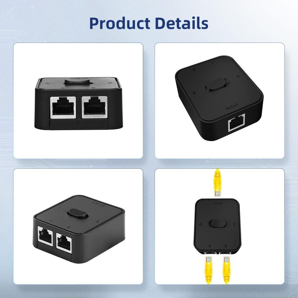 RJ45 Ethernet Adapter Bidirectional Passive Ethernet Selector Gigabit Network Switcher  Server Room