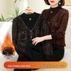 Plus Size Diamond Faux Mink Fur Sweater for Middle-Aged Women – Loose Half-High Collar Pullover