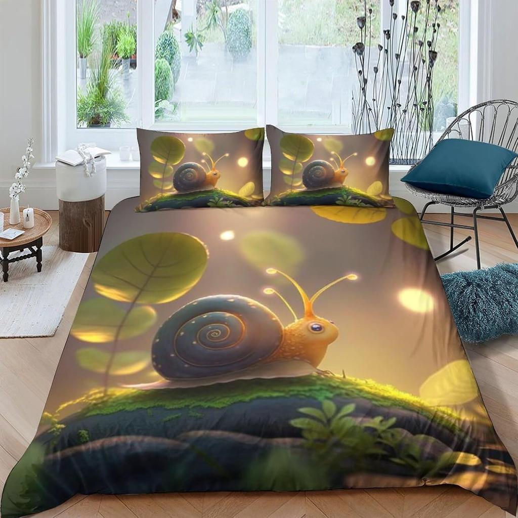 3D Tiger Rabbit Snake Pig Snail Unicorn Chick Fish Doona Duvet Quilt Cover Set