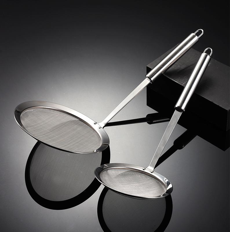 201 Edelstahlgriff Ölsieb Sieb Hot Pot Suppe Öl Schaum Ölabscheider Gadget 304 Maschenweite Multi-Spezifikation