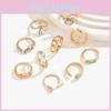 Elegante Bloem Druppel Ring Set Voor Vrouwen Met Geometrisch Ontwerp En Gegalvaniseerde Afwerking