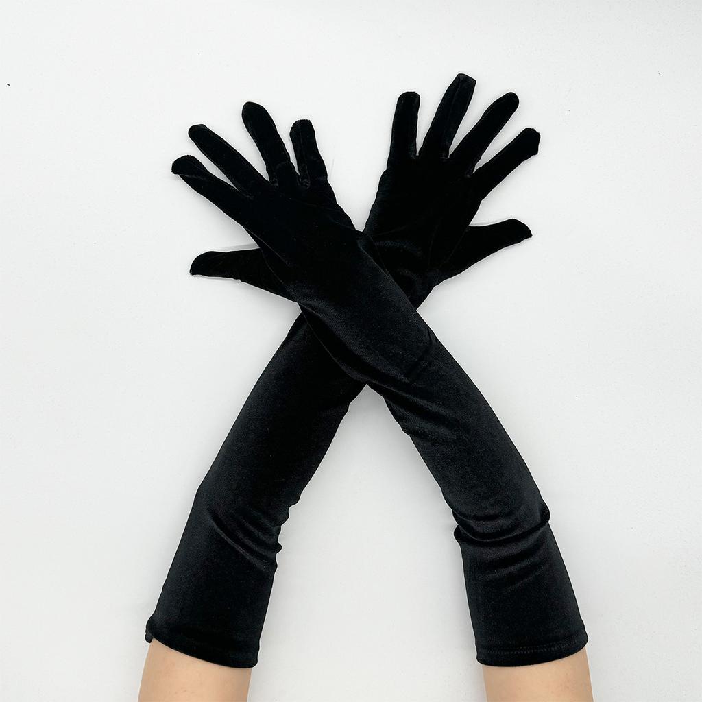 Winter Long Thickened Golden Velvet Gloves Stage Performance Etiquette Costume Gloves 1920S Vintage Prom Gloves