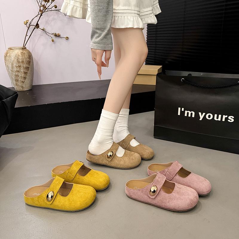 Slippers Women's French Retro Baotou 2025 Spring Gentle Fairy Wind Soft Sole with Skirt Single Shoes