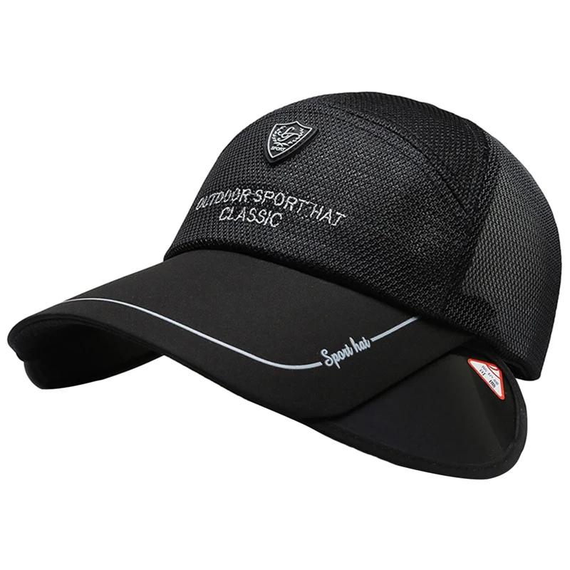

2026 Summer Mesh Breathable Caps Retractable Visor Hat Woman Beach Hat Headwear Men Fishing Hiking Outdoor UV Protection Cap чёрный