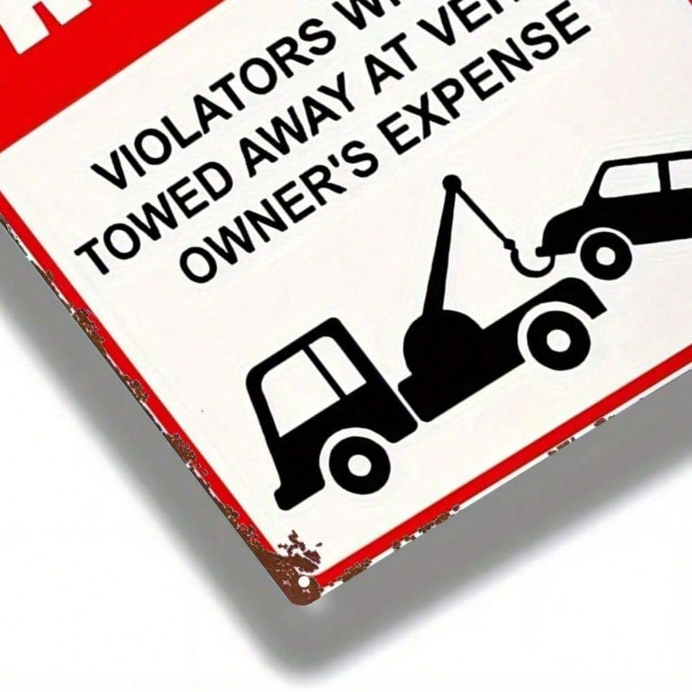 1pc 8x12 Inch No Parking Violators Will Be Towed Vintage Metal Sign Durable Wall Art For Bar Restaurant Decor