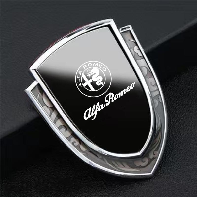 For Alfa Romeo Car Metal Shield Emblem Car Side Fender Body Trunk Badge Sticker For Alfa Romeo 159 156 Stelvio 147 166 Sportiva чёрный
