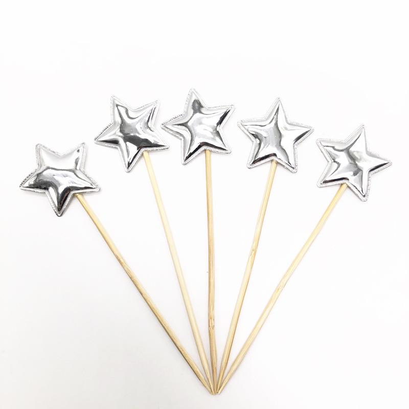 Large Glittery Leather Birthday Cake Topper Set: Heart, Star, Five-Pointed Star, and Crown