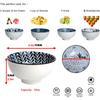 Japanese Style Ceramic Cereal Bowls,10 Ounces Salad,Soup,Rice Bowl Set,Blue and White (4.5 Inch)