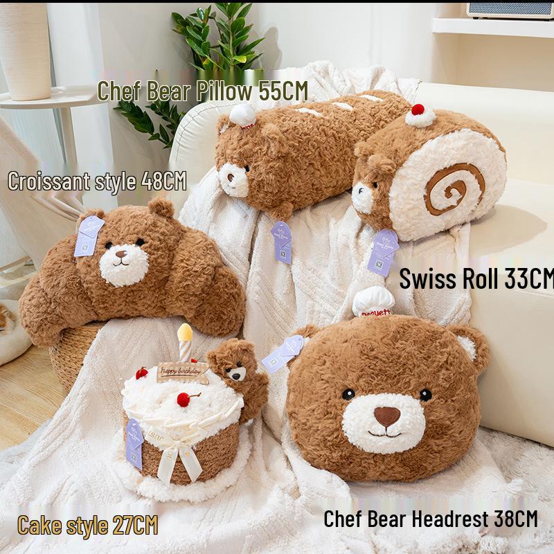 Popular Bear Series Swiss Roll Cake Dolls - Cute and Creative Birthday Gift Bear Hug Pillow Cushion