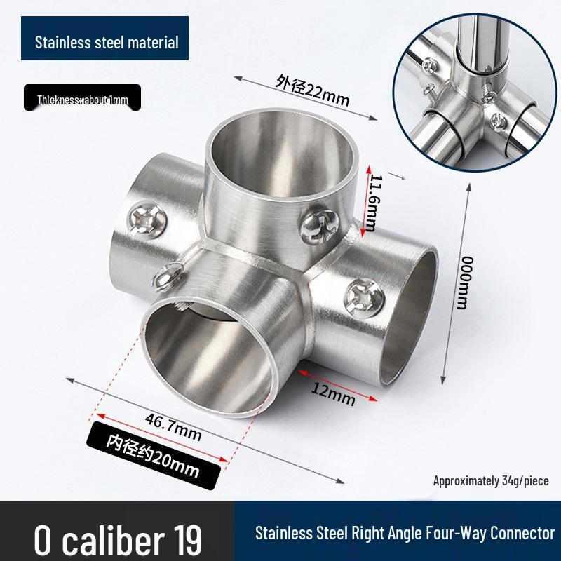 Stainless Steel Right Angle Tee Connector 19mm-32mm Joint Elbow Assembly Frame Fastener