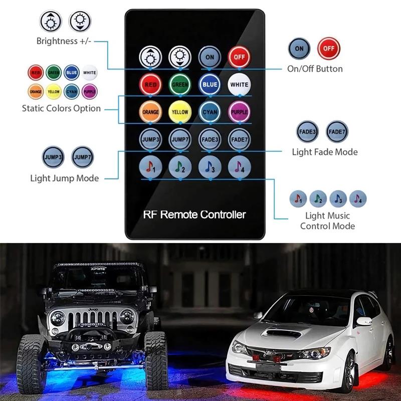 Car Underglow Neon Light Flexible LED Strip Underbody Remote/APP Control RGB Dream Color Auto Decorative Ambient Atmosphere Lamp Neon Lights 4
